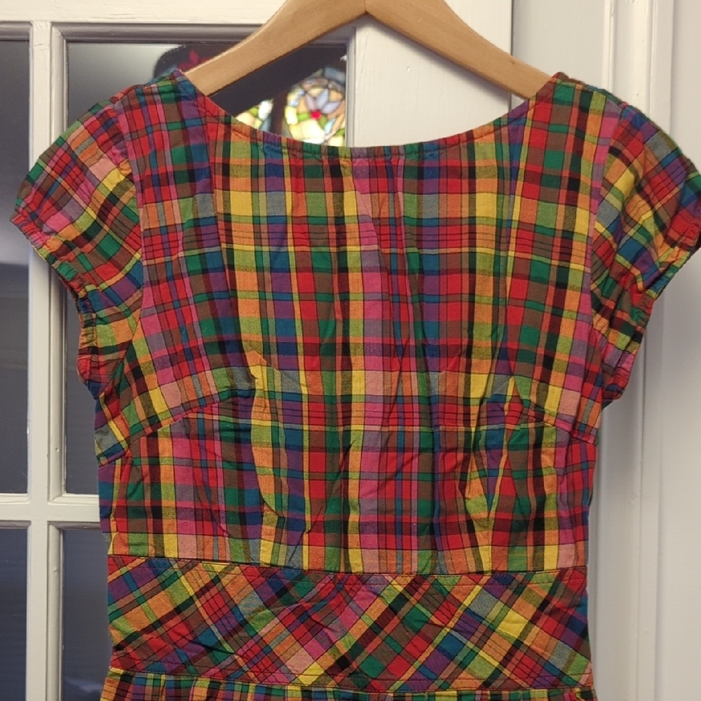 eShakti Multicolor Plaid Dress Size Small - Picture 2 of 16